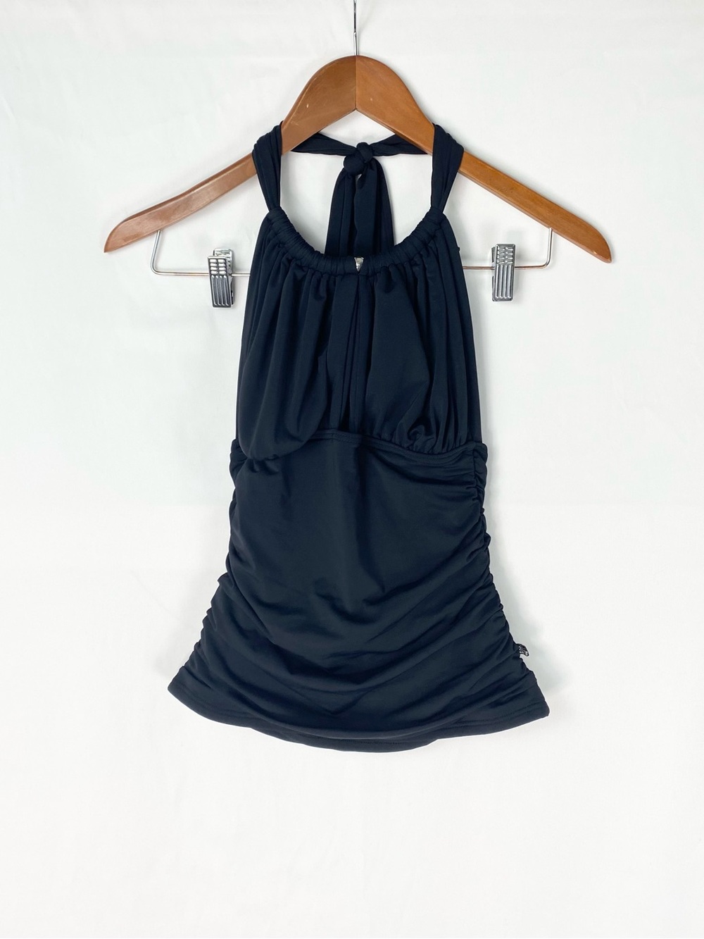 Black Halter Tank Ruched Thick Size XS Summer Beach Vacation